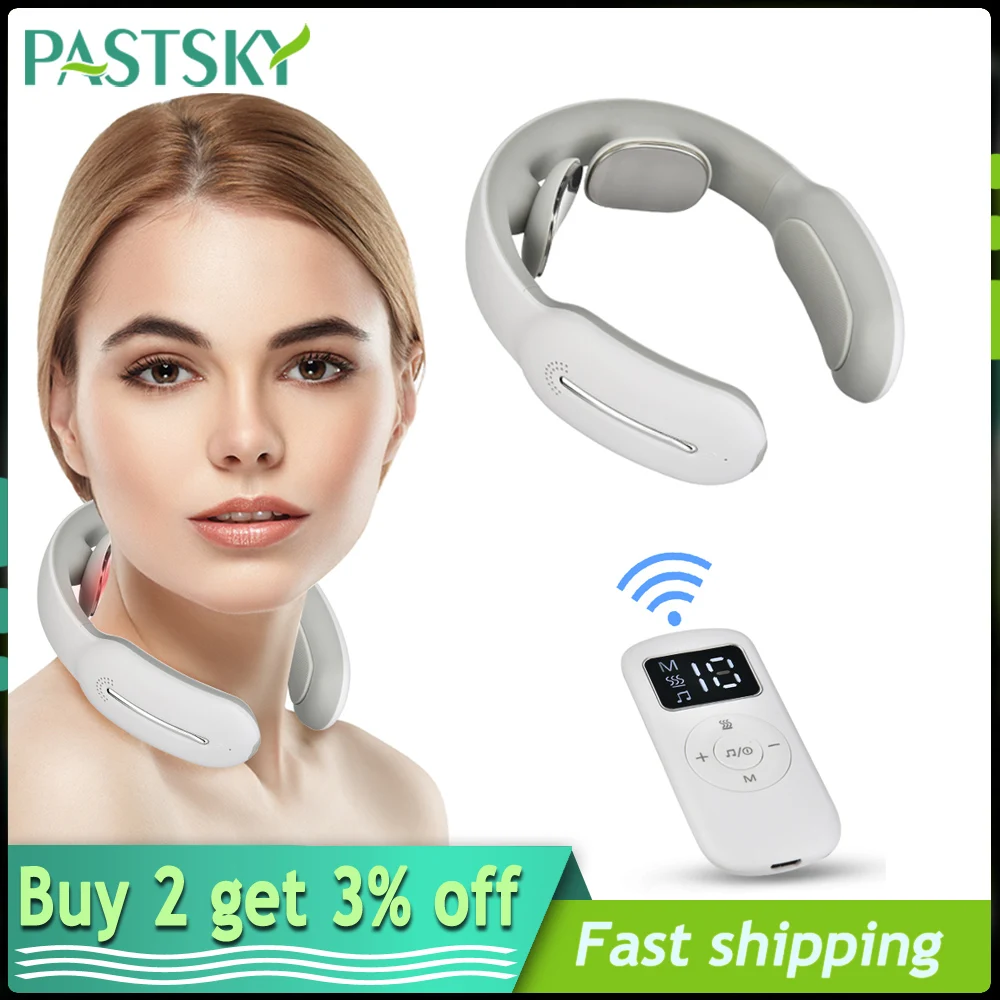 Умный электрический EMS шеи массажер десятки импульсного нагрева шейки матки