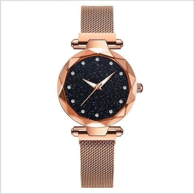 Rose Gold Лидирующий бренд, Звездные часы для женщин, розовое золото, сетка, магнит, звездное небо, кварцевые наручные часы, градиентные женские наручные часы, relogio feminino - Цвет: Rose Gold
