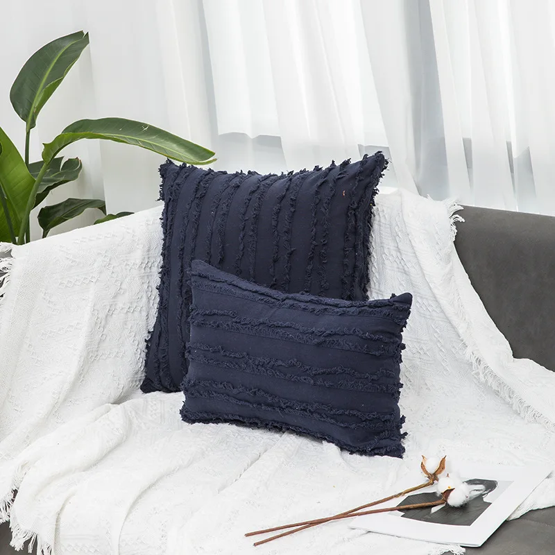 

Tassels Solid Color Pillow Case Decor 45x45cm Throw Cushion Pillow Cover Cotton Linen Pillowcase for Seat Chair Home Decorative