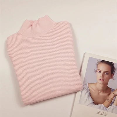 skin pink Осень-зима Для женщин классические вязаные свитера Футболки Новая мода Половина Водолазка; свитер Повседневное тонкий свитер большого размера NZYD198A - Цвет: skin pink