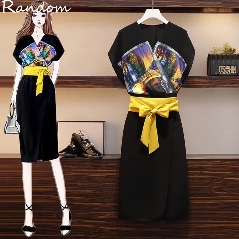 Женское винтажное платье с запахом черное облегающее большого размера 4XL в стиле