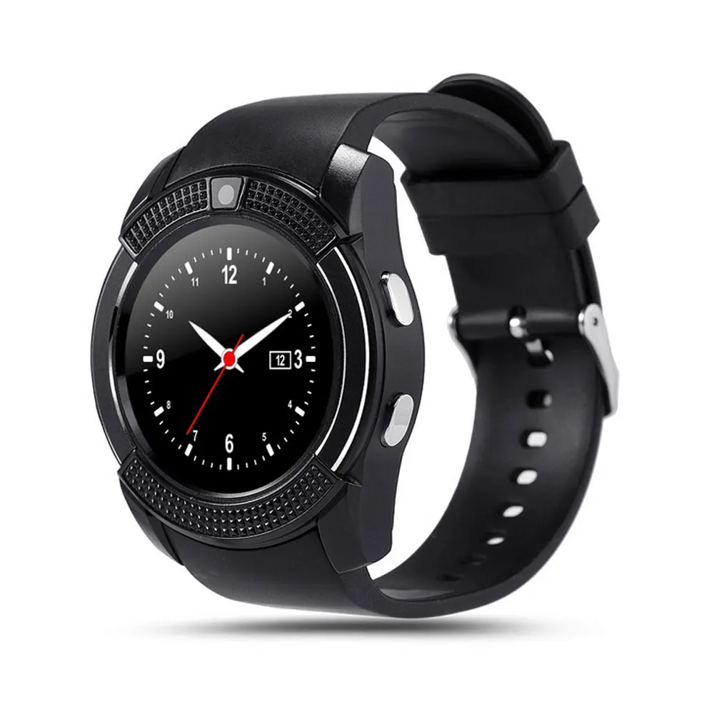 Black Спортивные Смарт-часы для мужчин и женщин, Bluetooth, умные часы с сенсорным экраном, наручные часы с камерой/слотом для sim-карты, силиконовые смарт-наручные часы - Цвет: Black
