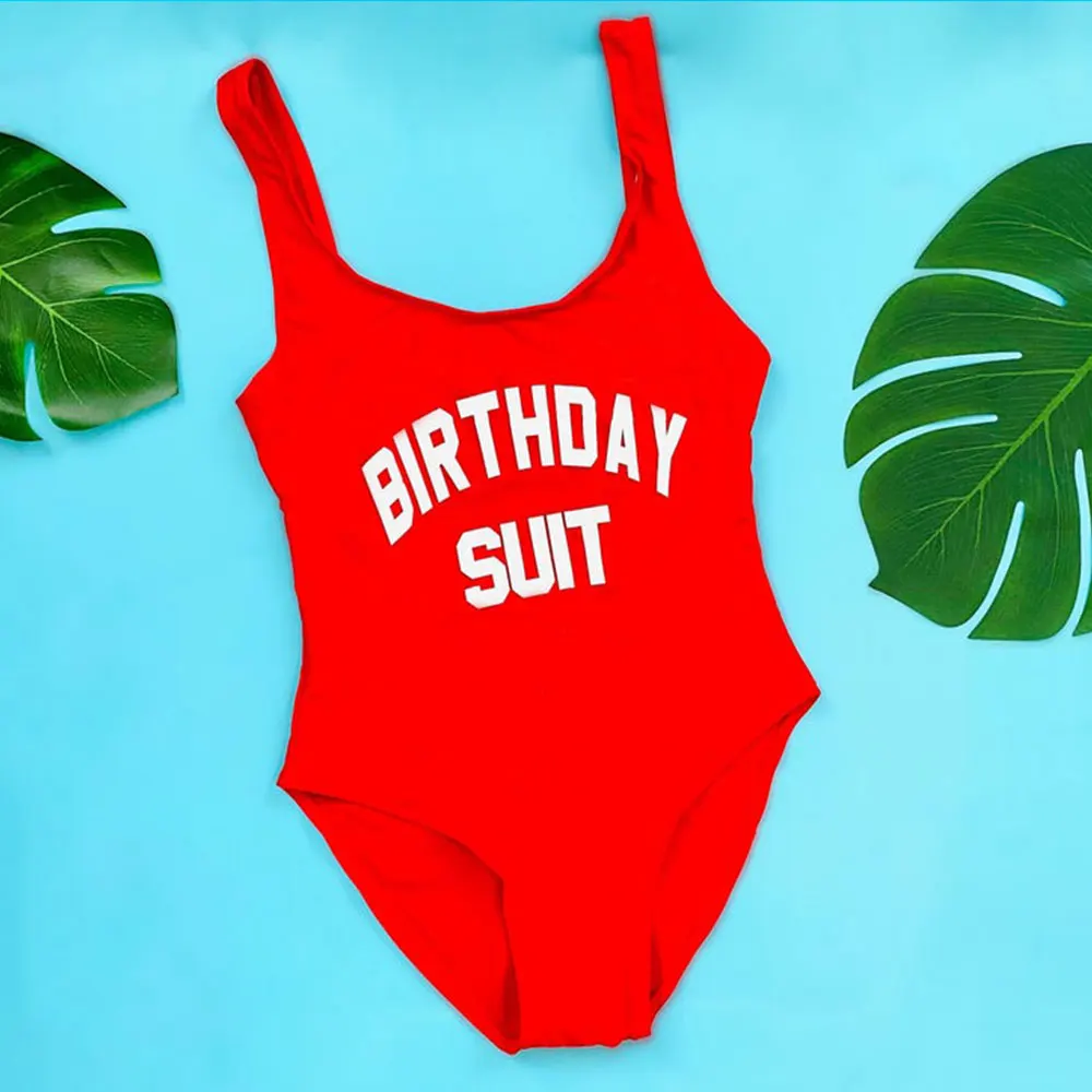 

Birthday Bathing Suit Vintage Cut One-Piece Swimsuit Beach Wear 2021 New Girl Birthday Party Bodysuit Push Up Women's Swim Suits