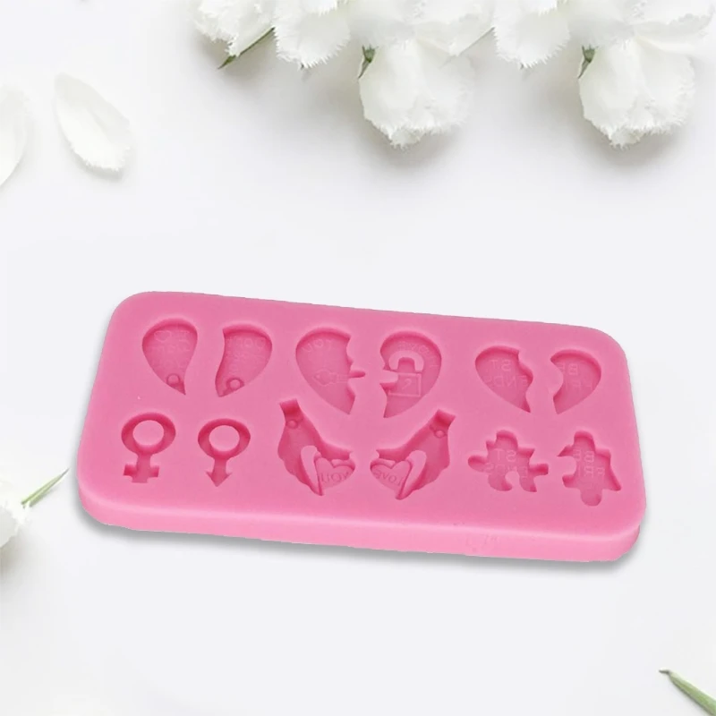 

R58E DIY Crafts Jewelry Casting Tool Love Heart Shape Keychain Epoxy Resin Mold Earrings Pendant Silicone Mould