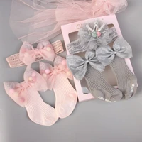 new yeas set kids cute bow flower headbands baby girls adorable soft stockings hairbands children sweet hair accessories