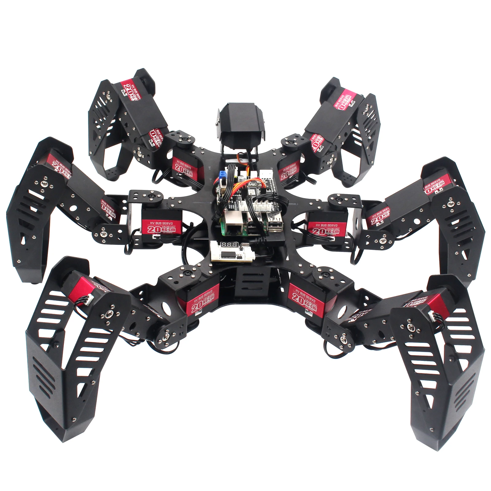 

Assembled SpiderPi 18DOF Hexapod Robot Spider Robot wIth Board For Raspberry Pi 4B/4G Starter Version