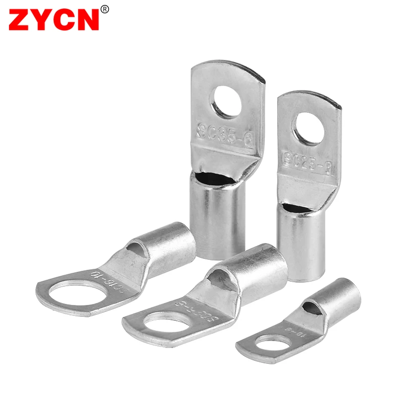 

ZYCN 10Pcs SC35-6 Red Copper Cable Lug Kit Bolt Hole Tinned Battery Terminals Nose Wire Connector Cold Pressing