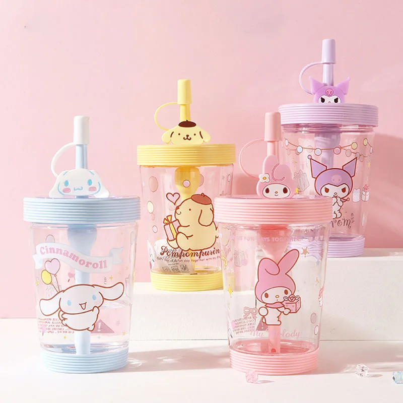 

Чашка для воды Kuromi My Melody Cinnamoroll Kawaii, милая детская чашка для воды, мультяшная чашка для воды с соломинкой, подарок для девочки с сердцем