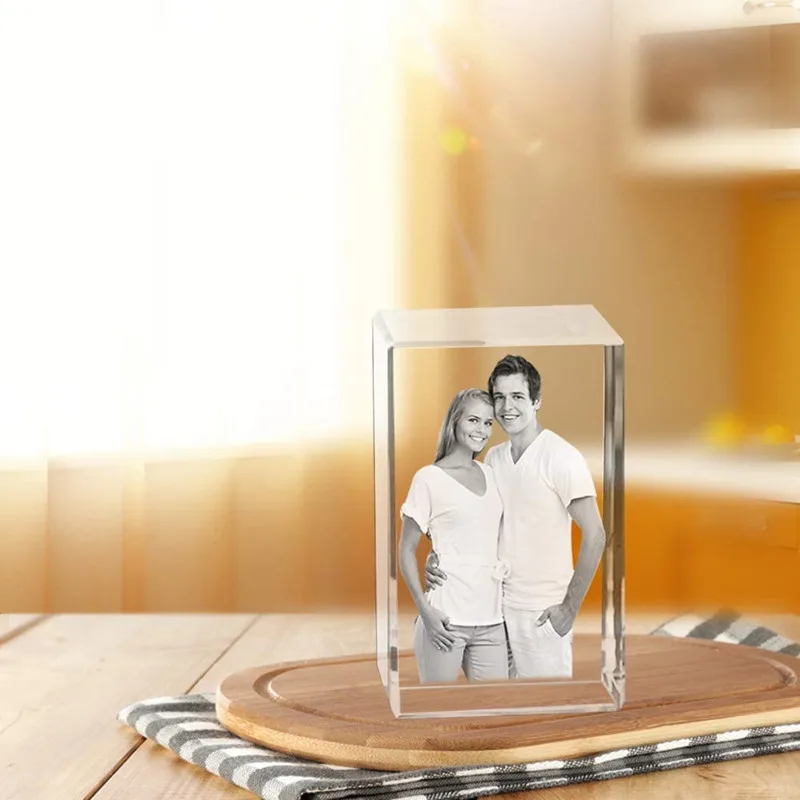 

2D/3D Laser Engraved Crystal Photo Frame Personazlied Pets Picture Cube Glass Alubms Best Gifts for Wedding Anniversary Keepsake