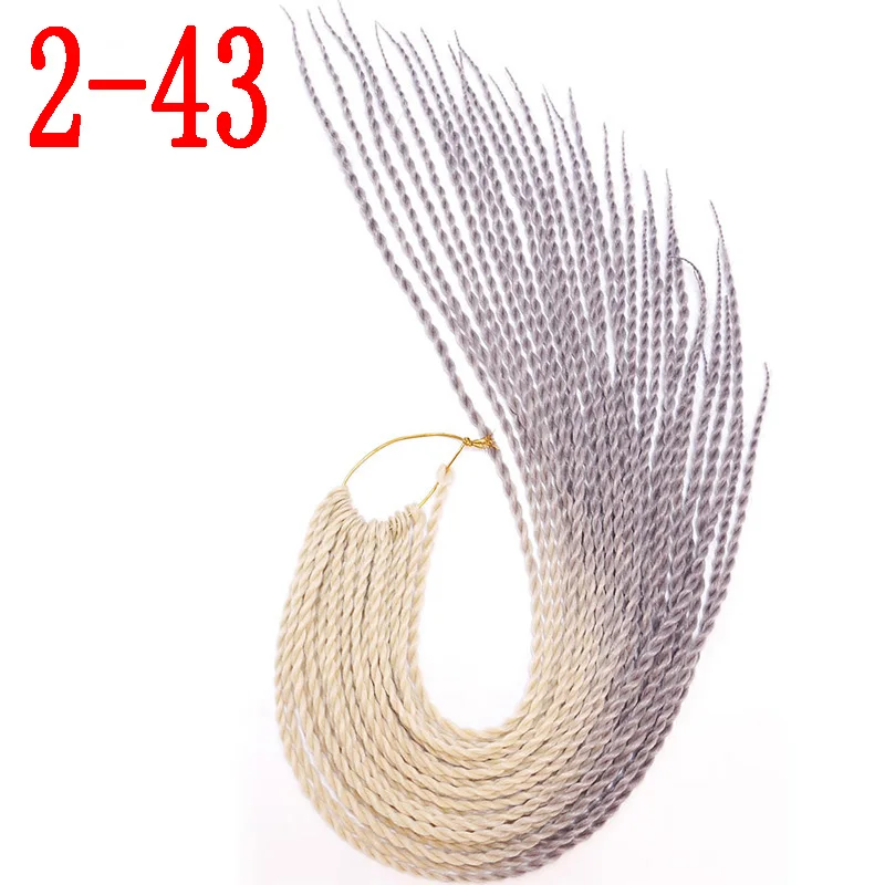 2-43 MERISIHAIR Ombre вязанные косички Сенегальские крученые волосы 24 дюйма 30 корней/упаковка синтетические плетеные волосы для женщин серый синий розовый - Цвет: 2-43
