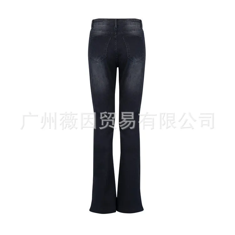 

WEPBEL Women Long Jeans Full Flare Length High Waist Pants Solid Color Vintage New Summer Spring Ladies Pants Jean Trousers