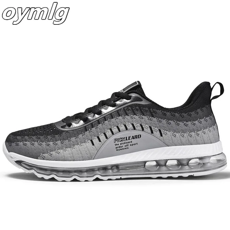 

2020 new air cushion men's shoes breathable shock absorption flying weaving sneakers men's trend 48 large size running shoes men