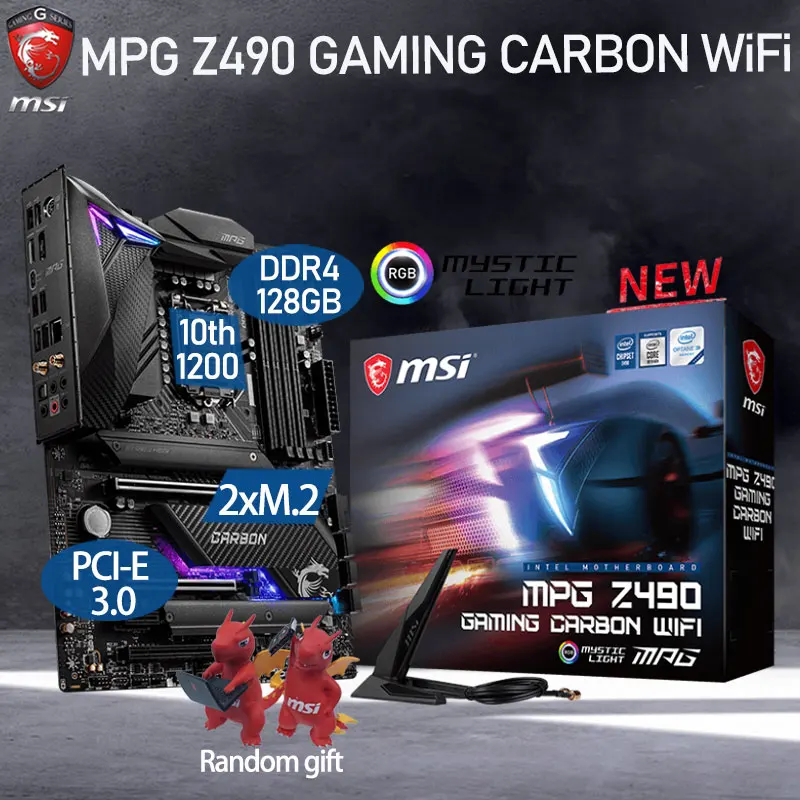 

Материнская плата MSI MPG Z490 игровая карбоновая с поддержкой Wi-Fi, LGA 1200, ЦП 10-го поколения DDR4 128 ГБ M.2 PCIe 4,0 ATX десктопная материнская плата Z490 Новин...
