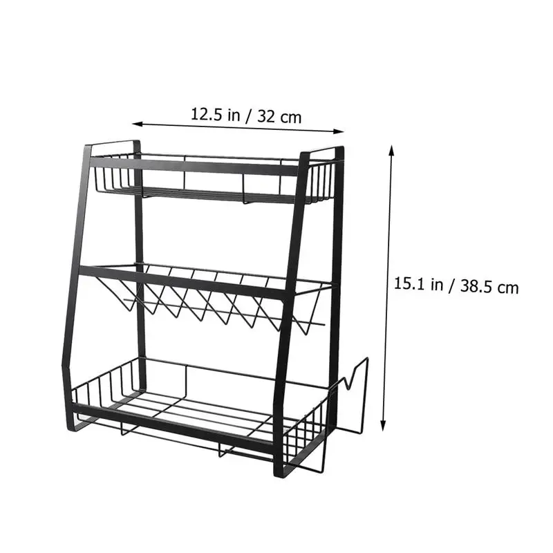 

Spice Rack Three-Layer Seasoning Rack Kitchenware Holder Table Top Organizer Iron Three-Layer Spice Rack Kitchen Supplies