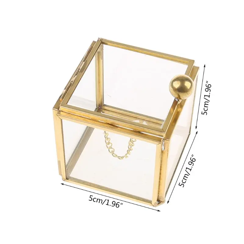

Geometrical Clear Glass Jewelry Box Jewelry Organize Holder Tabletop Succulent Plants Container Home Jewelry Storage