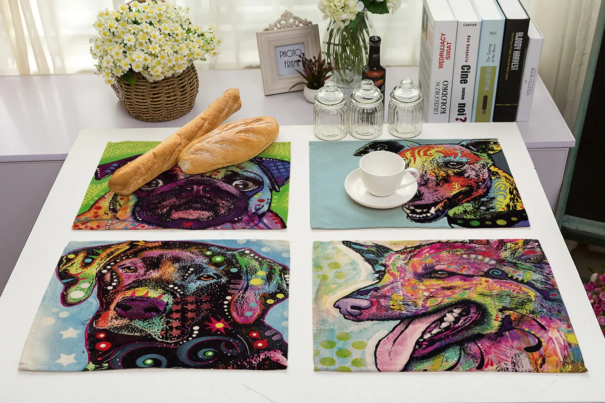 Хлопковая льняная подставка с принтом животных для обеденного стола подставки