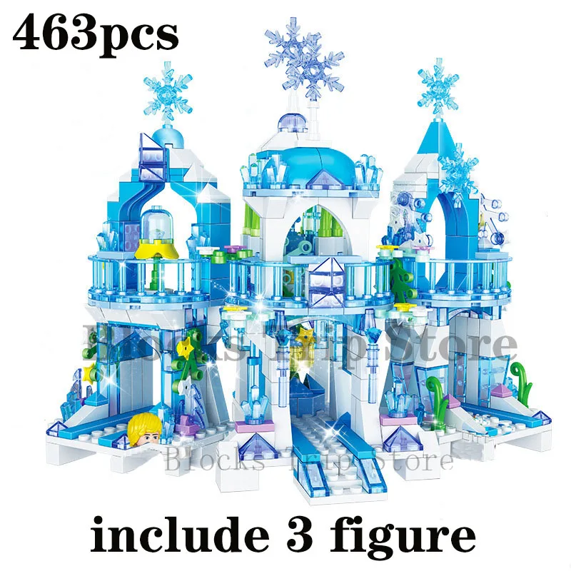 

New Disney Iceland Pocahontas-Ice castle boys and girls puzzle assembled building blocks children birthday toy gift