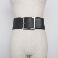 fashion women elastic wide belts designer brand square buckle waist strap vintage lady dress coat sweater decorative waistband