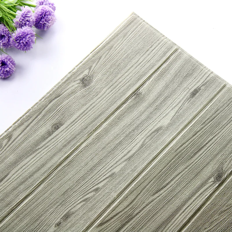 Gray grain 12PCS 3D деревянная Настенная Наклейка для гостиной домашний декор PE пена водонепроницаемое покрытие для стен обои для телевизора фон для детской комнаты 60*60 см - Цвет: Gray grain 12PCS