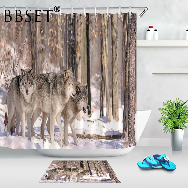 

Best Nice High Quality Shower Curtain West Forest Wolf 3D Print Bathroom Curtains Mildew Proof with 12 Hooks Cortina De Ducha