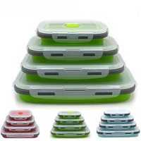 silicone folding bento lunch box collapsible portable lunchbox dinnerware meal food container for kitchen cf 102