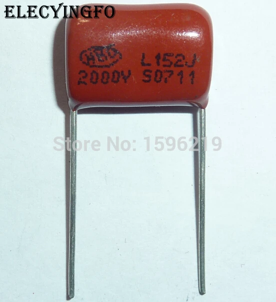 

100pcs CBB capacitor 152 2000V 152J 2KV 1500pF 1.5nF P15 CBB81 Metallized Polypropylene Film Capacitor