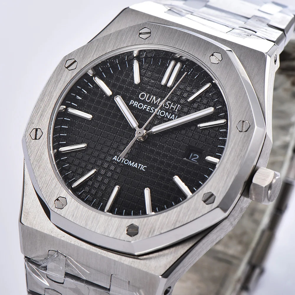 

OUMASHI 41mm Men Watch MIYOTA 8215 Sport Automatic Mechanical Watches Men stainless steel black