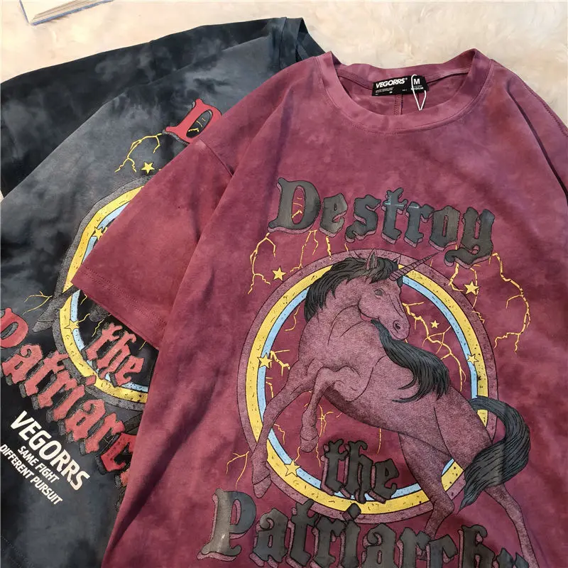 

Hirigin 2021 Summer Women T-shirt Tie Dyeing Short Sleeve Tops Casual Loose Tee Shirt Ladies Short Tee Clothes