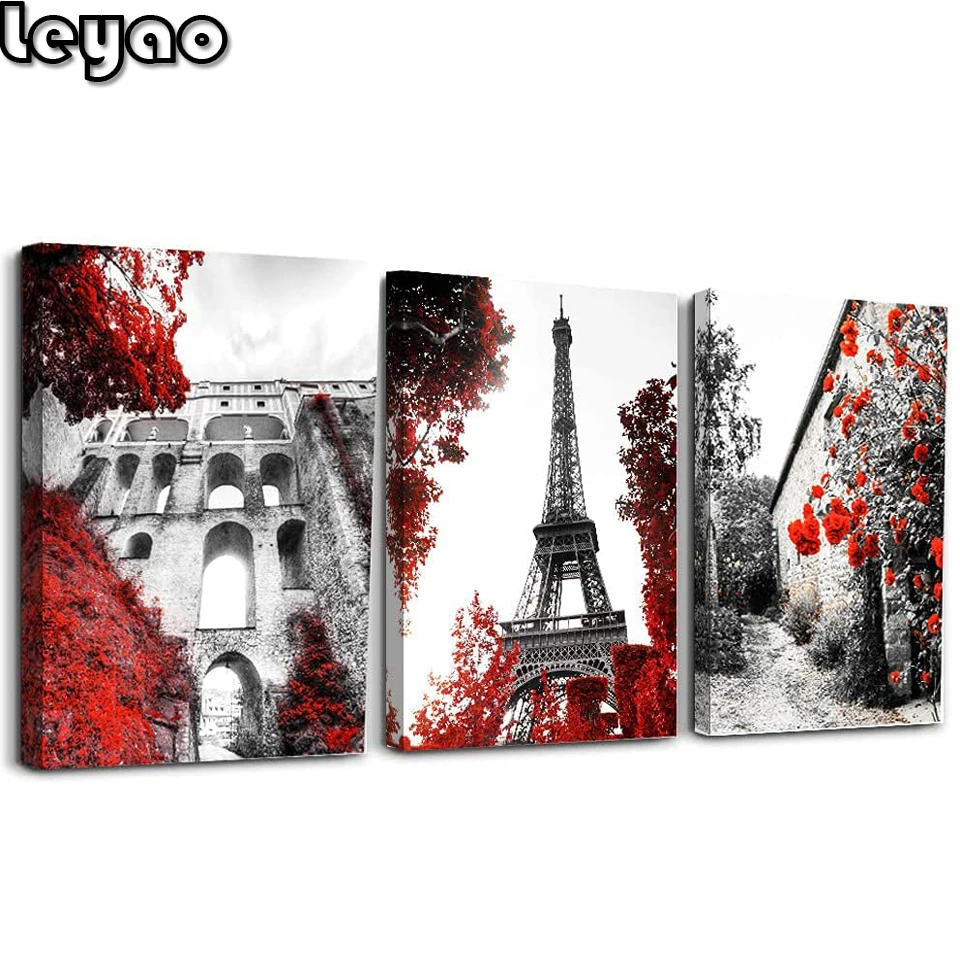 

Алмазная 5D картина в стиле ретро с красным пейзажем «сделай сам», полноформатная круглая мозаика с изображением башни, уличная Алмазная выш...