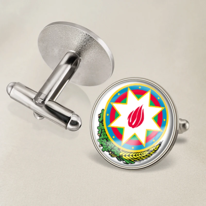 Герб Азербайджан азербайджанский карта национальный флаг эмблема запонки |