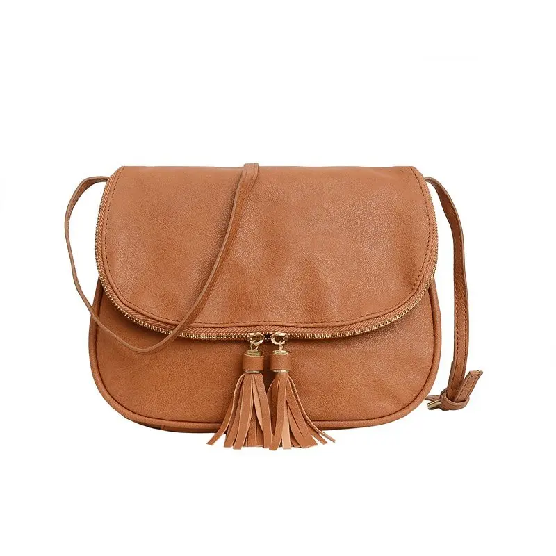 

PU Small Square Bag Tassel Solid Color Lady Saddle Bag Retro Fashion New Lady Bag Cute Crossbody Bag DSMA015