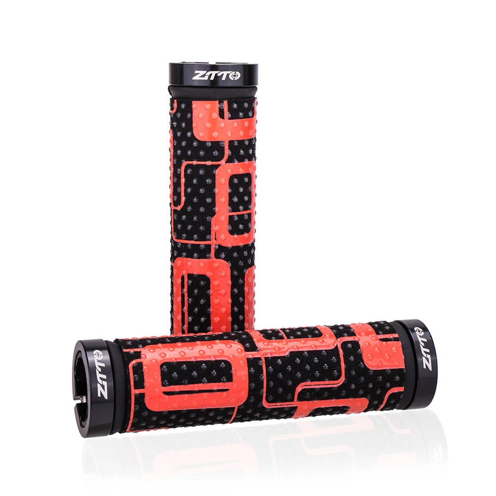 

Bikes Handlebar Grips Double Lock-on Bicycle Grip Non-Slip Rubber Handle Bar End Grips with Aluminum Alloy Lock For MTB BMX