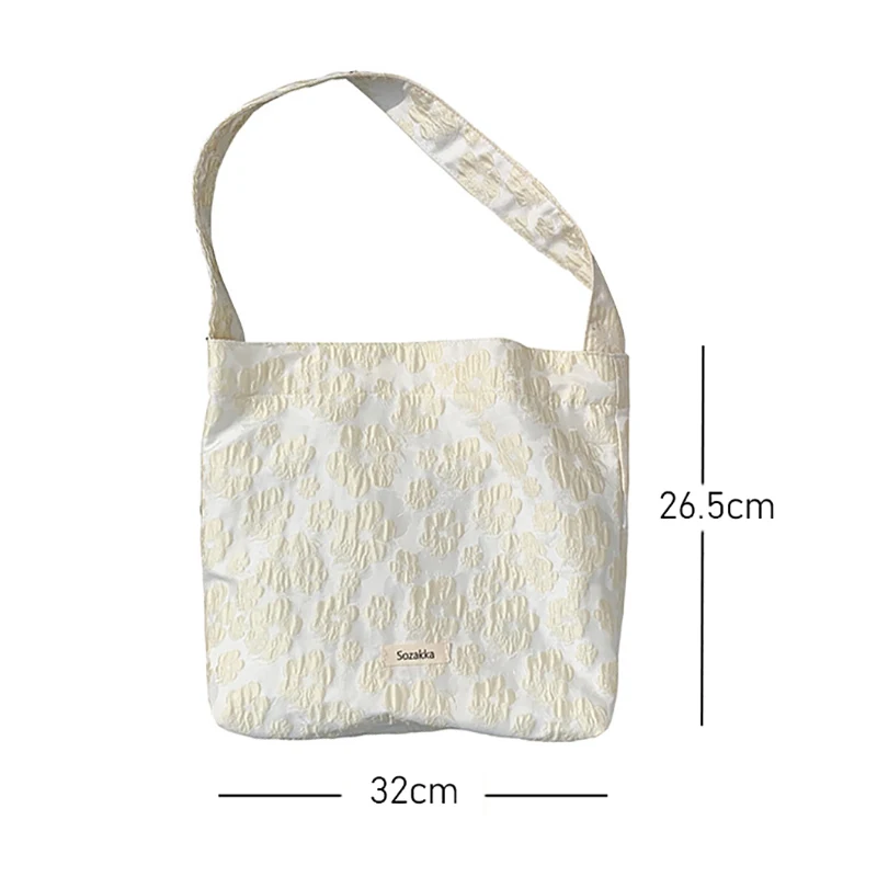 

Ladies Canvas Shoulder Totes Bag Female Japanese Small Flower Handbags Women Eco-Friendly Grocery Bag Girls Casual Crossbody Bag