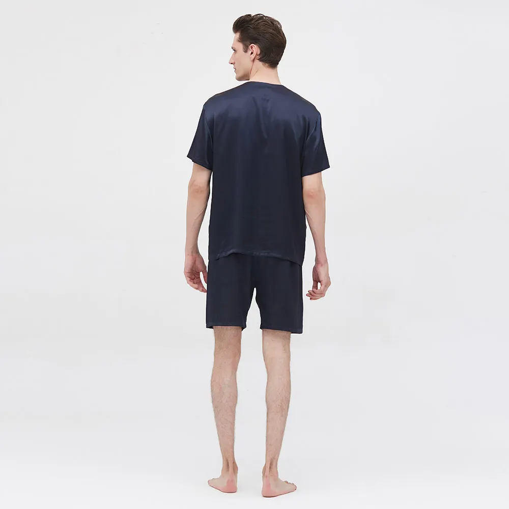 LILYSILK Silk Pajamas Set Short 22 Momme Simple Crew Neck Men's Clothing Free Shipping