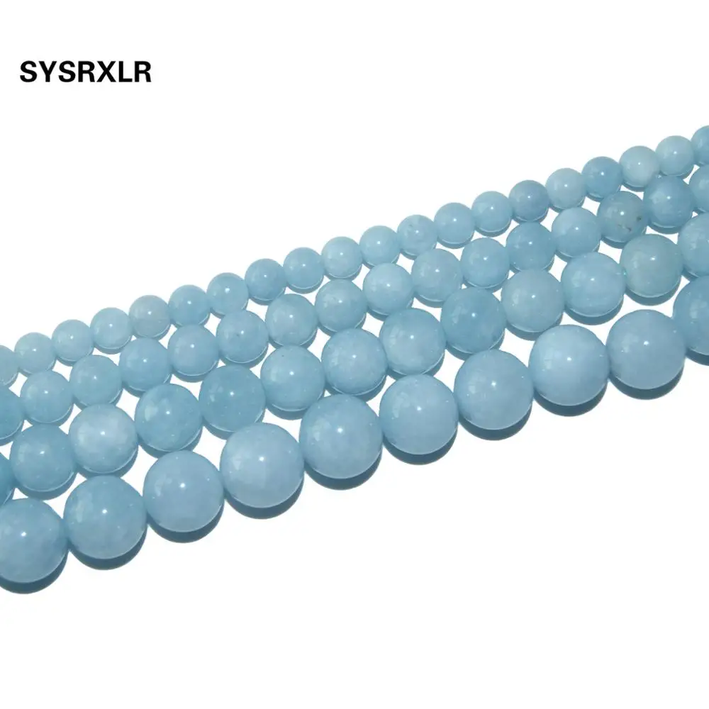Оптовая продажа круглые аквамариновые бусины из натурального камня