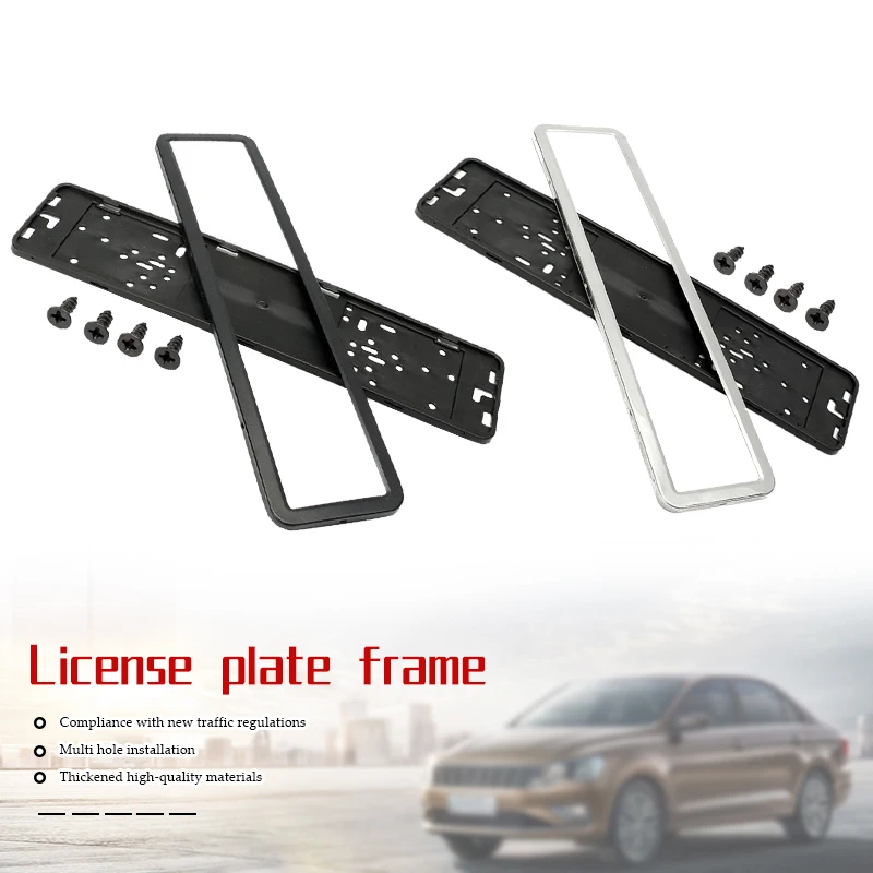 

Set of Stainless Steel European / German / Russian 8K Car License Plate Frame Number plate Holder