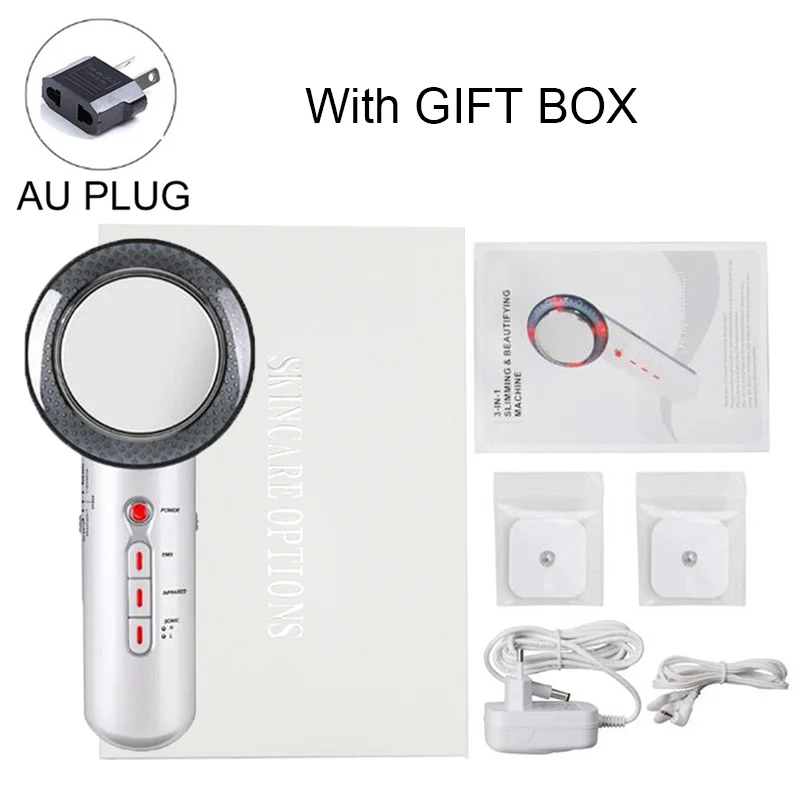 AU Plug with box Ультразвуковая кавитация EMS массажер для похудения тела потеря веса Липо антицеллюлитный жиросжигатель Гальваническая инфракрасная ультразвуковая терапия - Цвет: AU Plug with box