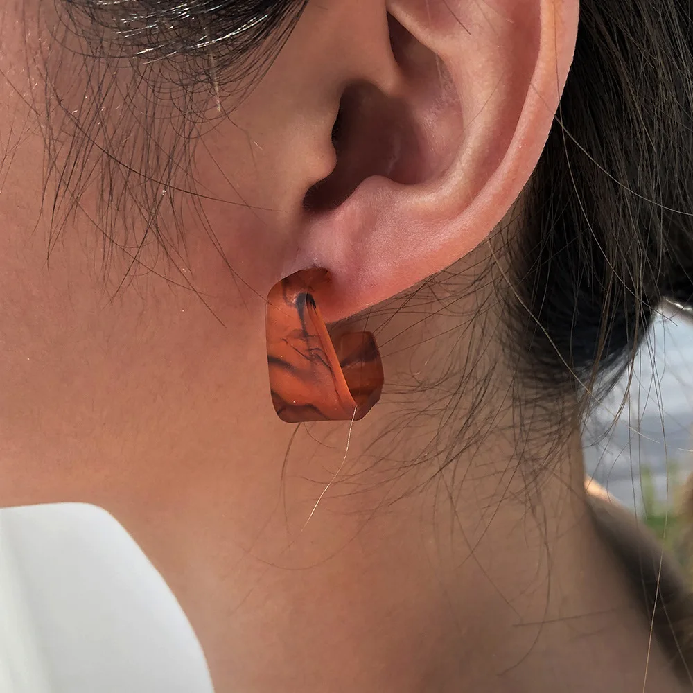 

Acrylic C Circle Bohemia Stud Earrings Geometric Earrings for Women Statemnet Vintage Marble Stripes Earrings Jewelry