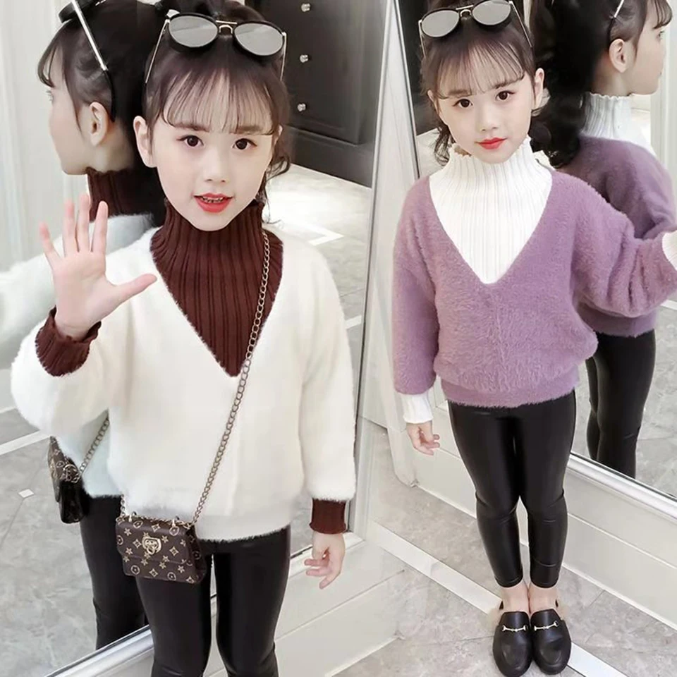 

2019 Fashion Girls Kids Coats Cute Warm Sweater For Autumn Winter Toddler Girls Sweaters Size For 3-12 Years Children Clothing