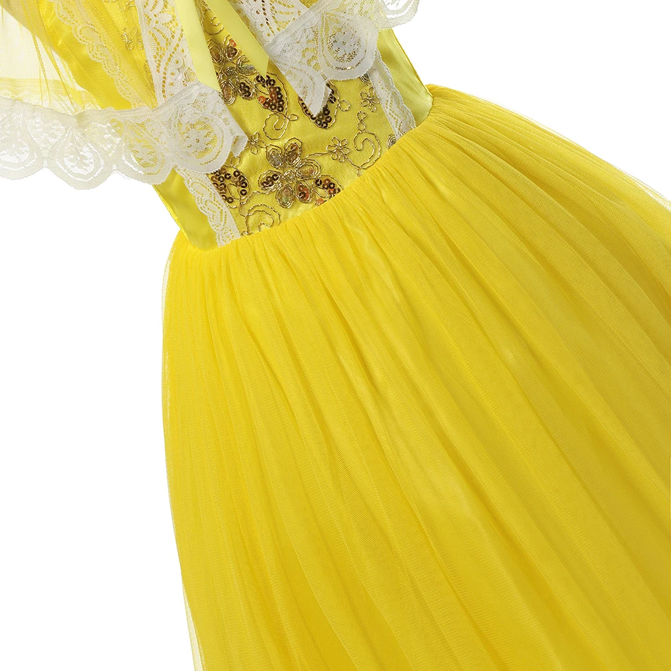 Новинка платье принцессы Белль для девочек костюмы косплея Детские Желтые