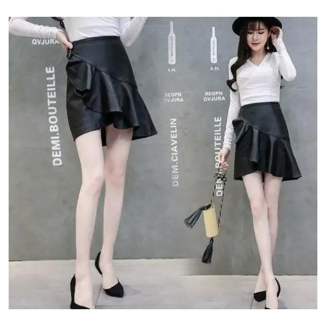 

Women's High Waist Black Irregular Skirt Woman Skirts Faldas Jupe