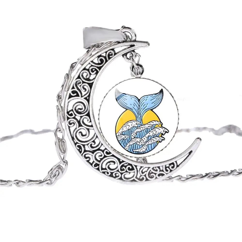 Модное ожерелье с принтом русалки рыбьего хвоста песочные часы большой волны