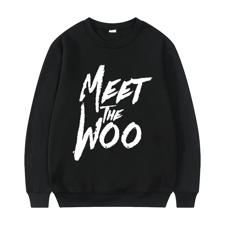 

MEET THE WOO POP SMOKE BOOTLEG Oversized Font Pattern Print Sweatshirt Couples Casual Pullover Men Women Korean Trend Clothes