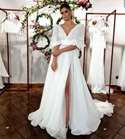 beach wedding dress a line lace appliques sleeveless floor length chiffon sleeveless gorgeous bridal gowns robe de mariee