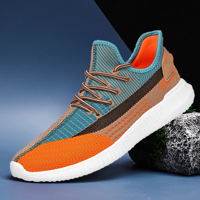 

Men's new casual shoes sneakers light large size gray fly woven mesh summer fashion 46 size walking comfortable cheap shoes