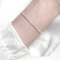 thin stamped silver plated shiny chains bracelet for women girls friend jewelry korean fashion trendy jewelry