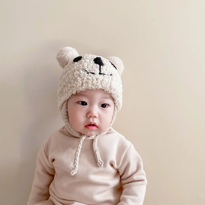 Autumn and Winter Baby Cute Bear Ears Thickened Wool Cap ，Parent Child Mother and Baby Warm Hat