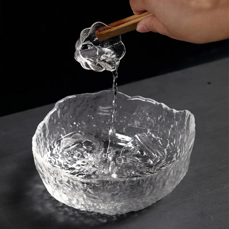 Cuenco grande de vidrio martillado hecho a mano, taza de t&eacute; lavada, resistente al calor, decoraci&oacute;n de habitaci&oacute;n-1