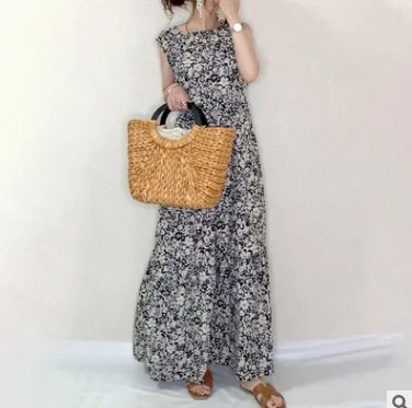 

Summer 2021 Ladies Loose Slim Sleeveless Fashion Floral Dress Cotton Casual Pullover Chiffon Floral Holiday Dress for Women