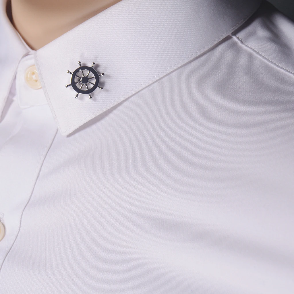 Униформа Рубашка лацкан значок рубашка брошь на воротник морской корабль руль |